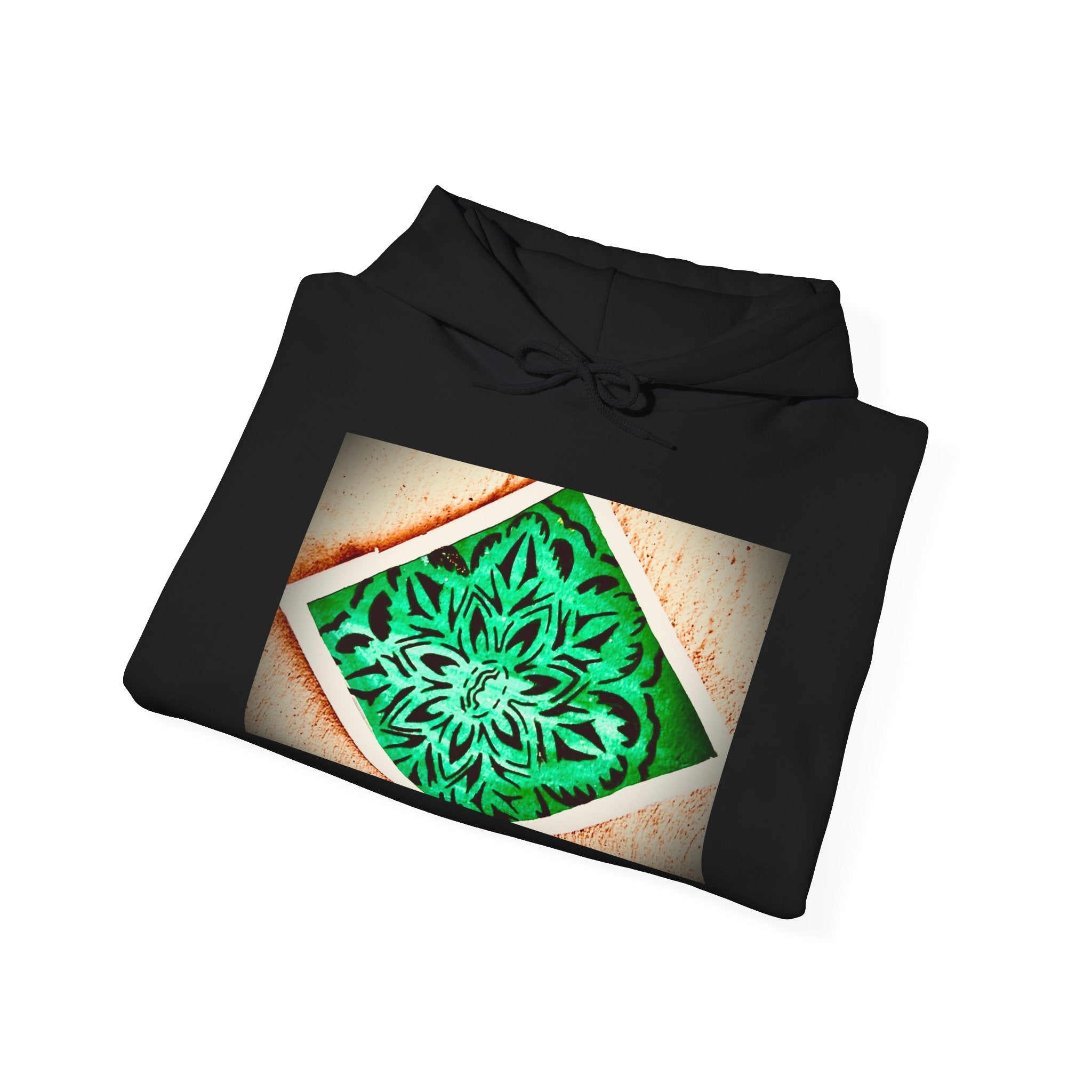 Green Mandala Hoodie - Geometric Floral Graphic Pullover