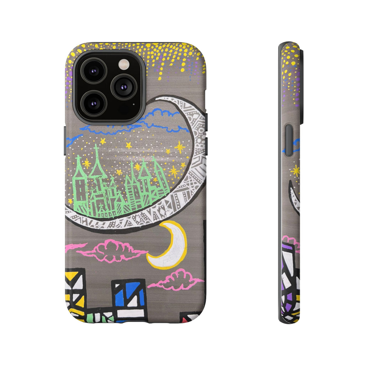 Protective Phone Case — Night City Moon Illustration
