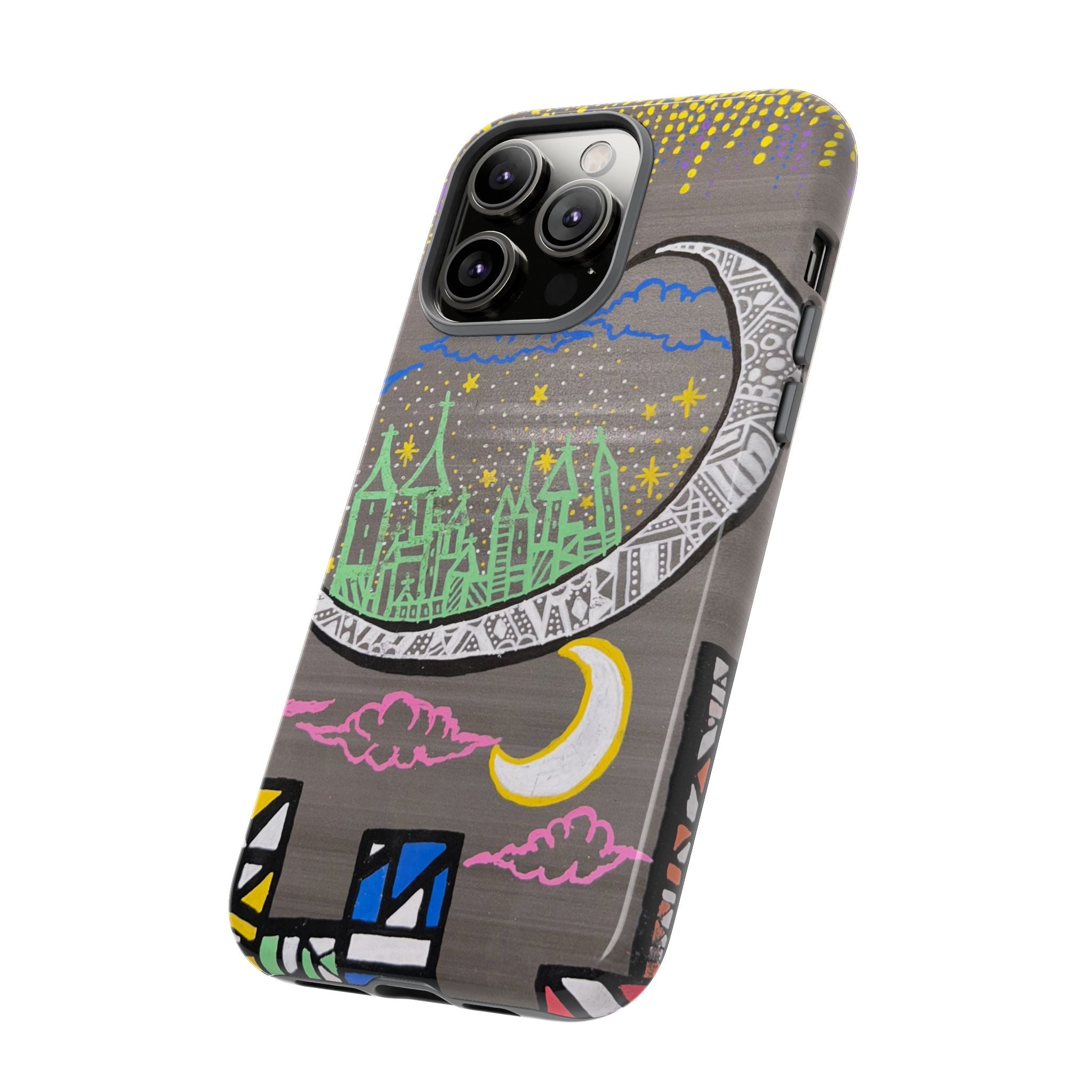 Protective Phone Case — Night City Moon Illustration