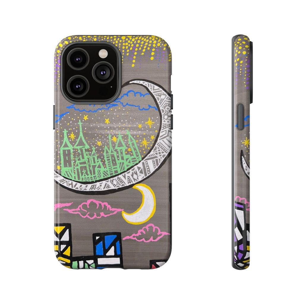 Protective Phone Case — Night City Moon Illustration