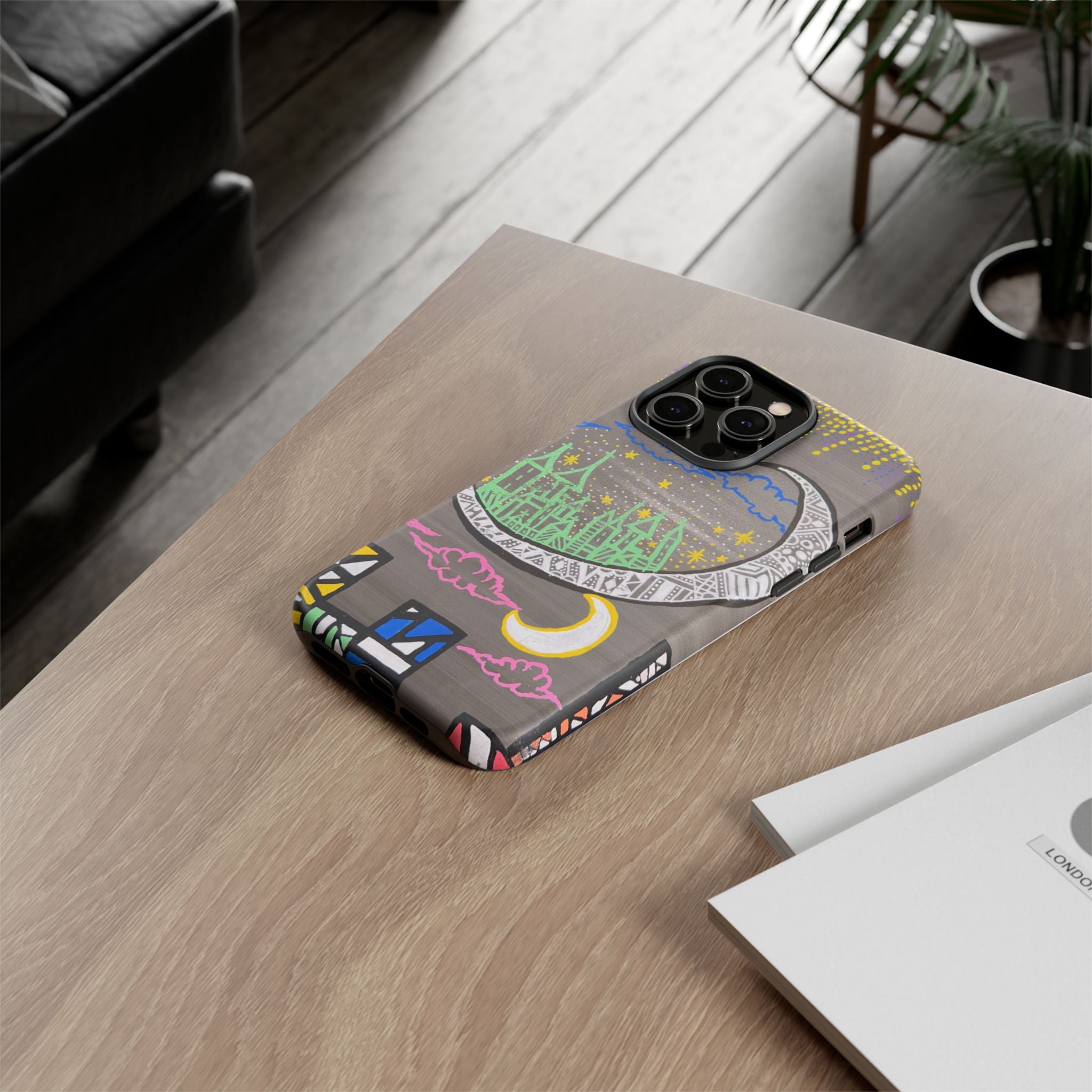 Protective Phone Case — Night City Moon Illustration