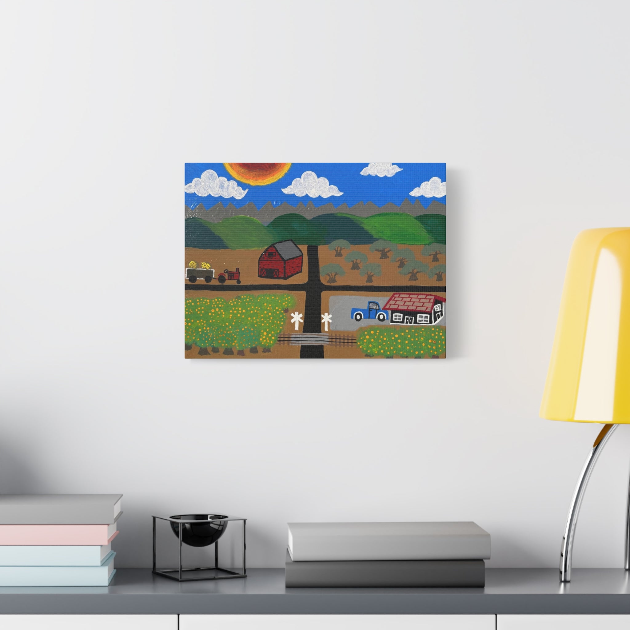 AVE 256 - Colorful Country Scene, Barn & Tractor Wall Decor Prints