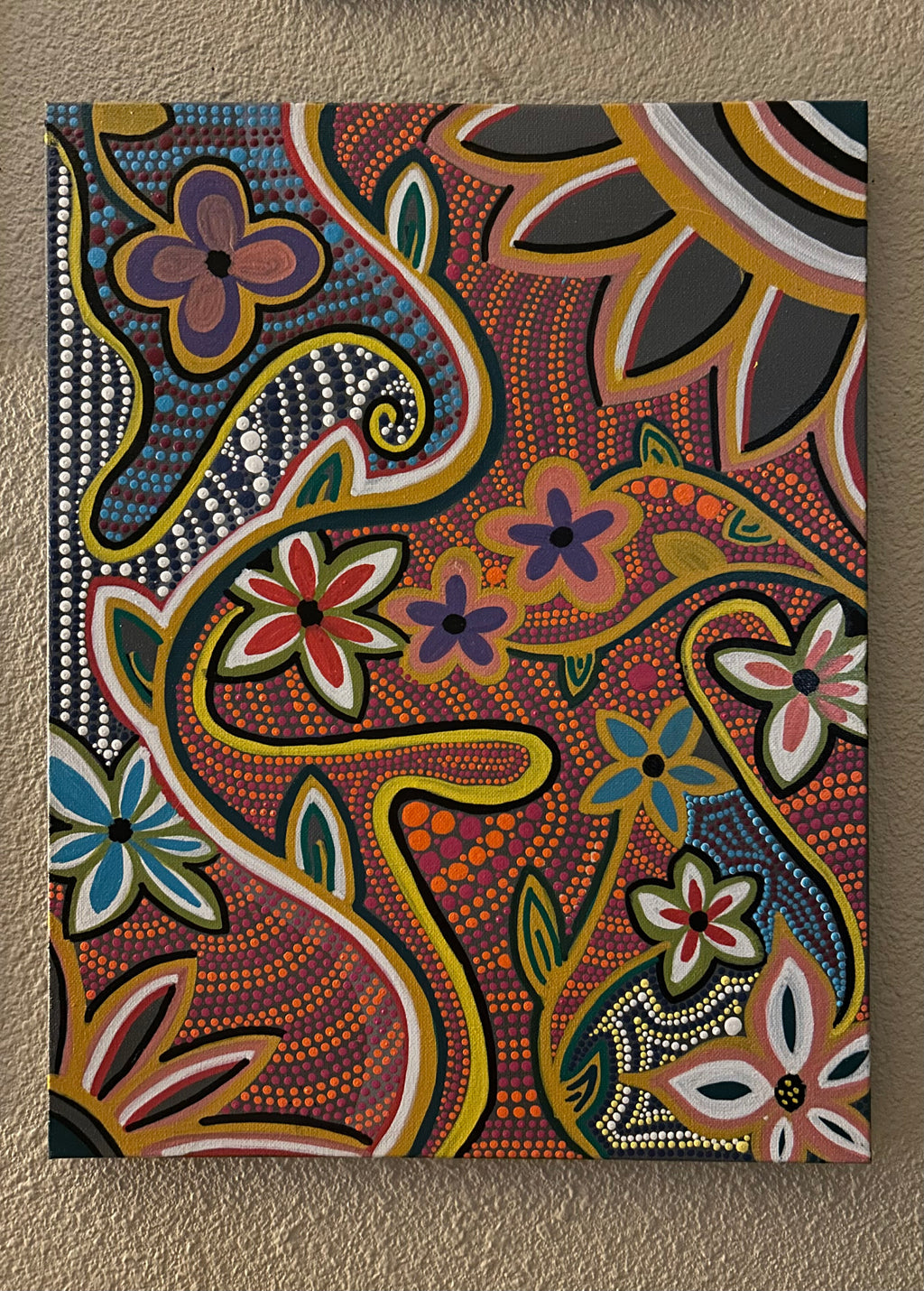 Floral Dreams Original Artwork, 18"x14" Stretched Canvas